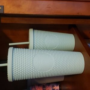 Starbucks 2021 Holiday 24oz & 16 oz Matte Mint Green Soft Touch Plastic Cold Cup